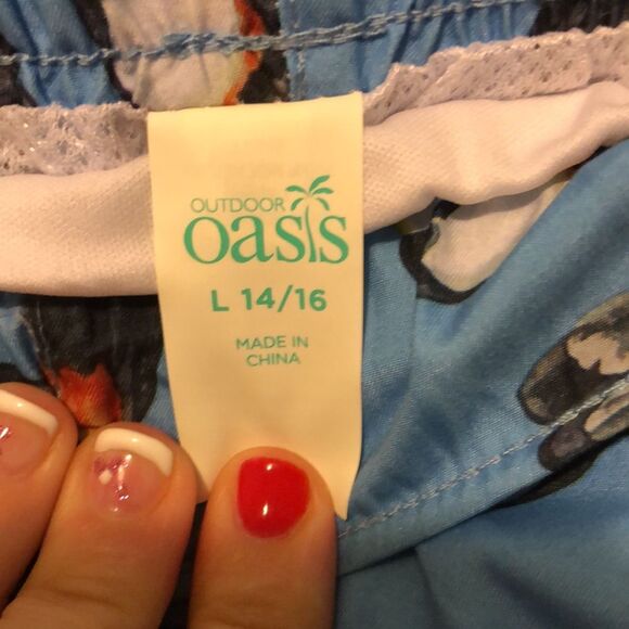 Oasis size large 14/16 swim shorts and rash guard NWT - Picture 3 of 7